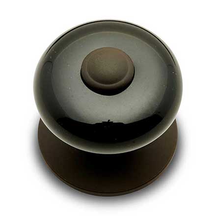RK International [CK-313-RB] Porcelain Cabinet Knob - Large Fat Round - Black w/ Oil Rubbed Bronze Tip - Oil Rubbed Bronze Base - 1 1/4" Dia.