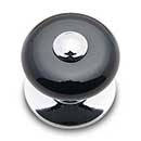 RK International [CK-314] Porcelain Cabinet Knob - Large Fat Round - Black w/ Chrome Tip - Chrome Base - 1 1/4" Dia.