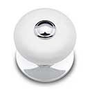 RK International [CK-315] Porcelain Cabinet Knob - Large Fat Round - White w/ Chrome Tip - Chrome Base - 1 1/4" Dia.