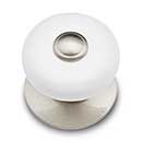 RK International [CK-316-P] Porcelain Cabinet Knob - Large Fat Round - White w/ Satin Nickel Tip - Satin Nickel Base - 1 1/4" Dia.