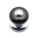 RK International [CK-318] Porcelain Cabinet Knob - Small Fat Round - Black w/ Chrome Tip - Chrome Base - 1" Dia.