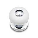 RK International [CK-319] Porcelain Cabinet Knob - Small Fat Round - White w/ Chrome Tip - Chrome Base - 1" Dia.
