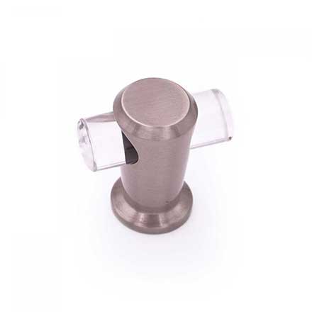 RK International [CK-70-P] Lucite Cabinet T-Knob - Radiance Series - Clear - Satin Nickel Stem - 1 3/8&quot; L
