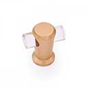 RK International [CK-70-SB] Lucite Cabinet T-Knob - Radiance Series - Clear - Satin Brass Stem - 1 3/8&quot; L