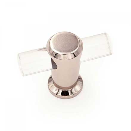RK International [CK-71-PN] Lucite Cabinet T-Knob - Radiance Series - Clear - Polished Nickel Stem - 2&quot; L