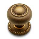 RK International [CK-1212-AE] Solid Brass Cabinet Knob - Large Rope w/ Detachable Back Plate - Antique English Finish - 1 1/2" Dia.
