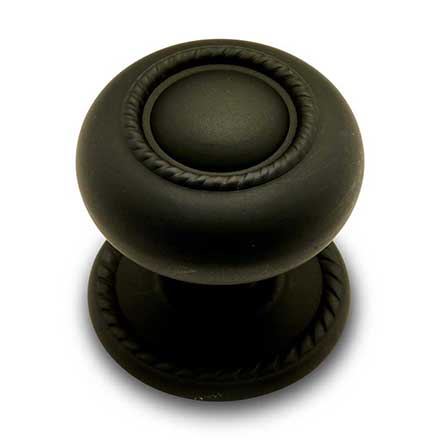 RK International [CK-1212-BL] Solid Brass Cabinet Knob - Large Rope w/ Detachable Back Plate - Black Finish - 1 1/2&quot; Dia.