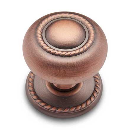 RK International [CK-1212-DC] Solid Brass Cabinet Knob - Large Rope w/ Detachable Back Plate - Distressed Copper Finish - 1 1/2" Dia.
