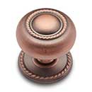 RK International [CK-1212-DC] Solid Brass Cabinet Knob - Large Rope w/ Detachable Back Plate - Distressed Copper Finish - 1 1/2" Dia.