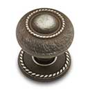 RK International [CK-1212-DN] Solid Brass Cabinet Knob - Large Rope w/ Detachable Back Plate - Distressed Nickel Finish - 1 1/2" Dia.