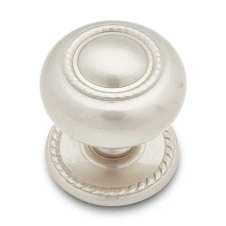 RK International [CK-1212-P] Solid Brass Cabinet Knob - Large Rope w/ Detachable Back Plate - Satin Nickel Finish - 1 1/2&quot; Dia.