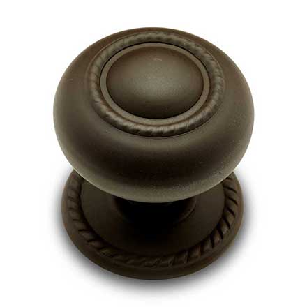 RK International [CK-1212-RB] Solid Brass Cabinet Knob - Large Rope w/ Detachable Back Plate - Oil Rubbed Bronze Finish - 1 1/2" Dia.