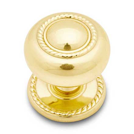 RK International [CK-1212-T] Solid Brass Cabinet Knob - Large Rope w/ Detachable Back Plate - Polished Brass Finish - 1 1/2" Dia.