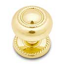 RK International [CK-1212-T] Solid Brass Cabinet Knob - Large Rope w/ Detachable Back Plate - Polished Brass Finish - 1 1/2" Dia.