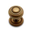 RK International [CK-1213-AE] Solid Brass Cabinet Knob - Small Rope w/ Detachable Back Plate - Antique English Finish - 1 1/4" Dia.