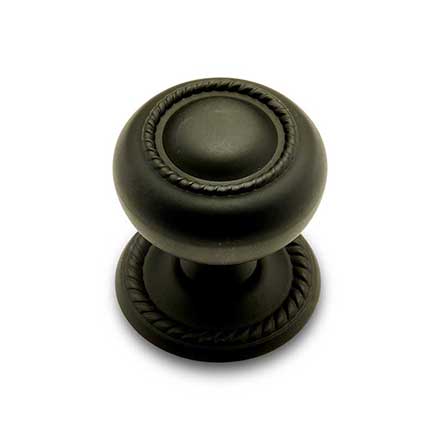 RK International [CK-1213-BL] Solid Brass Cabinet Knob - Small Rope w/ Detachable Back Plate - Black Finish - 1 1/4" Dia.