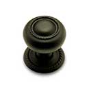 RK International [CK-1213-BL] Solid Brass Cabinet Knob - Small Rope w/ Detachable Back Plate - Black Finish - 1 1/4" Dia.