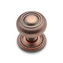 RK International [CK-1213-DC] Solid Brass Cabinet Knob - Small Rope w/ Detachable Back Plate - Distressed Copper Finish - 1 1/4" Dia.