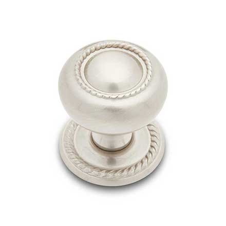 RK International [CK-1213-P] Solid Brass Cabinet Knob - Small Rope w/ Detachable Back Plate - Satin Nickel Finish - 1 1/4" Dia.
