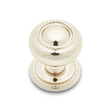 RK International [CK-1213-PN] Solid Brass Cabinet Knob - Small Rope w/ Detachable Back Plate - Polished Nickel Finish - 1 1/4" Dia.