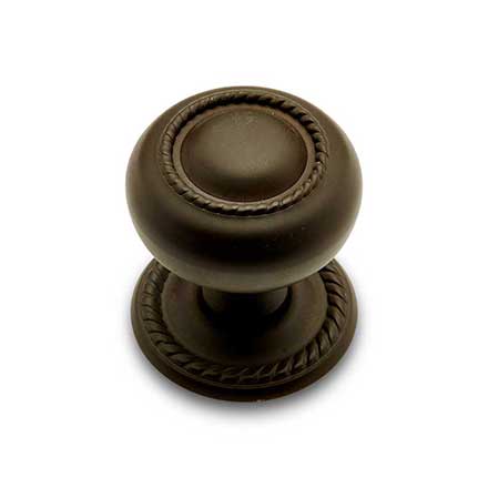 RK International [CK-1213-RB] Solid Brass Cabinet Knob - Small Rope w/ Detachable Back Plate - Oil Rubbed Bronze Finish - 1 1/4" Dia.