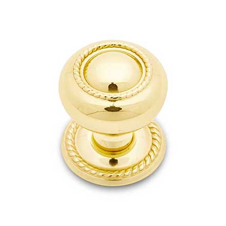 RK International [CK-1213-T] Solid Brass Cabinet Knob - Small Rope w/ Detachable Back Plate - Polished Brass Finish - 1 1/4" Dia.