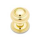 RK International [CK-1213-T] Solid Brass Cabinet Knob - Small Rope w/ Detachable Back Plate - Polished Brass Finish - 1 1/4" Dia.