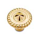 RK International [CK-1215-B] Solid Brass Cabinet Knob - Rope Edge - Polished Brass Finish - 1 1/4&quot; Dia.