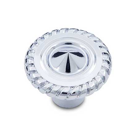 RK International [CK-1215-C] Solid Brass Cabinet Knob - Rope Edge - Chrome Finish - 1 1/4&quot; Dia.