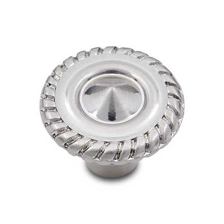 RK International [CK-1215-P] Solid Brass Cabinet Knob - Rope Edge - Satin Nickel Finish - 1 1/4" Dia.