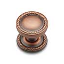 RK International [CK-1217-DC] Solid Brass Cabinet Knob - Flat Rope w/ Detachable Back Plate - Distressed Copper Finish - 1 1/4" Dia.