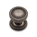 RK International [CK-1217-DN] Solid Brass Cabinet Knob - Flat Rope w/ Detachable Back Plate - Distressed Nickel Finish - 1 1/4" Dia.