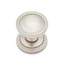 RK International [CK-1217-P] Solid Brass Cabinet Knob - Flat Rope w/ Detachable Back Plate - Satin Nickel Finish - 1 1/4" Dia.
