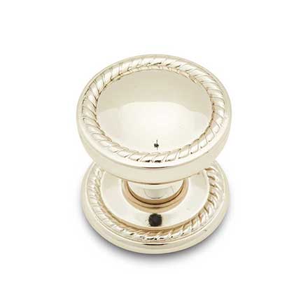 RK International [CK-1217-PN] Solid Brass Cabinet Knob - Flat Rope w/ Detachable Back Plate - Polished Nickel Finish - 1 1/4" Dia.