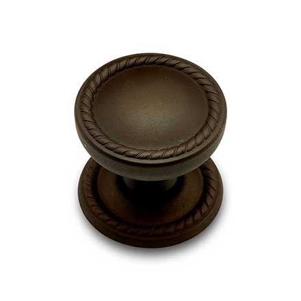 RK International [CK-1217-RB] Solid Brass Cabinet Knob - Flat Rope w/ Detachable Back Plate - Oil Rubbed Bronze Finish - 1 1/4" Dia.