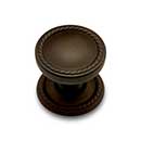 RK International [CK-1217-RB] Solid Brass Cabinet Knob - Flat Rope w/ Detachable Back Plate - Oil Rubbed Bronze Finish - 1 1/4" Dia.