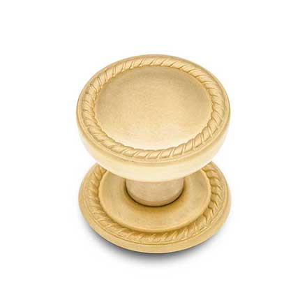 RK International [CK-1217-SB] Solid Brass Cabinet Knob - Flat Rope w/ Detachable Back Plate - Satin Brass Finish - 1 1/4" Dia.