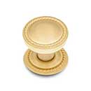 RK International [CK-1217-SB] Solid Brass Cabinet Knob - Flat Rope w/ Detachable Back Plate - Satin Brass Finish - 1 1/4" Dia.