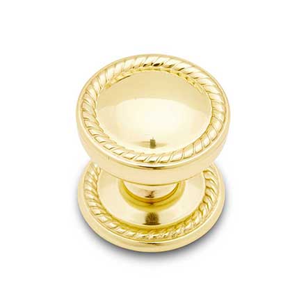 RK International [CK-1217-T] Solid Brass Cabinet Knob - Flat Rope w/ Detachable Back Plate - Polished Brass Finish - 1 1/4" Dia.