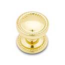 RK International [CK-1217-T] Solid Brass Cabinet Knob - Flat Rope w/ Detachable Back Plate - Polished Brass Finish - 1 1/4" Dia.