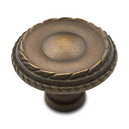 RK International [CK-705-AE] Solid Brass Cabinet Knob - Large Double Roped Edge - Antique English Finish - 1 1/2&quot; Dia.