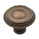 RK International [CK-705-AE] Solid Brass Cabinet Knob - Large Double Roped Edge - Antique English Finish - 1 1/2&quot; Dia.