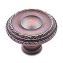 RK International [CK-705-DC] Solid Brass Cabinet Knob - Large Double Roped Edge - Distressed Copper Finish - 1 1/2&quot; Dia.