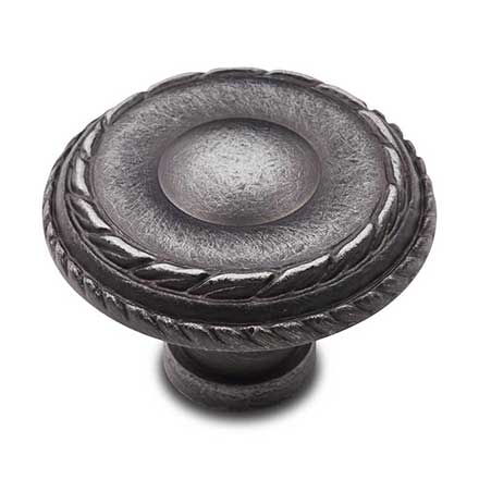 RK International [CK-705-DN] Solid Brass Cabinet Knob - Large Double Roped Edge - Distressed Nickel Finish - 1 1/2&quot; Dia.