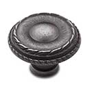 RK International [CK-705-DN] Solid Brass Cabinet Knob - Large Double Roped Edge - Distressed Nickel Finish - 1 1/2&quot; Dia.
