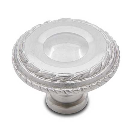 RK International [CK-705-P] Solid Brass Cabinet Knob - Large Double Roped Edge - Satin Nickel Finish - 1 1/2" Dia.