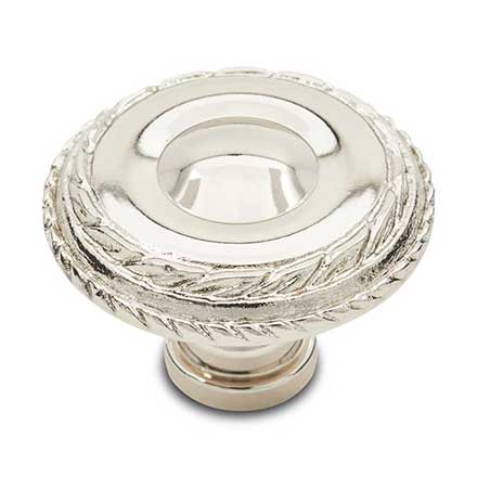 RK International [CK-705-PN] Solid Brass Cabinet Knob - Large Double Roped Edge - Polished Nickel Finish - 1 1/2" Dia.