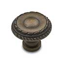 RK International [CK-706-AE] Solid Brass Cabinet Knob - Small Double Roped Edge - Antique English Finish - 1 1/4&quot; Dia.
