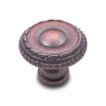 RK International [CK-706-DC] Solid Brass Cabinet Knob - Small Double Roped Edge - Distressed Copper Finish - 1 1/4" Dia.