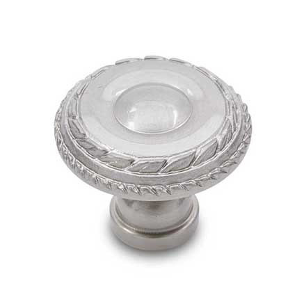 RK International [CK-706-P] Solid Brass Cabinet Knob - Small Double Roped Edge - Satin Nickel Finish - 1 1/4" Dia.